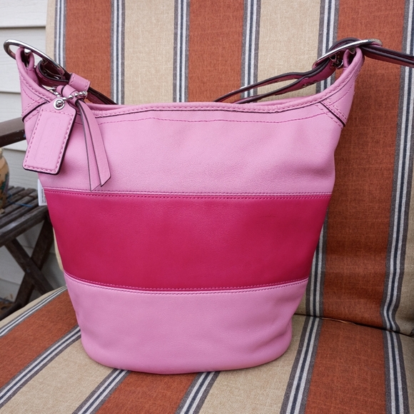 Coach Bleeker Rugby Stripe Bucket Duffle Bag, Pink - Picture 11 of 17